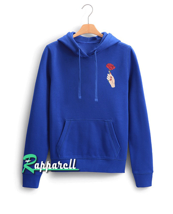 Hand Holding Rose Blue Hand Holding Rose Blue Hoodie