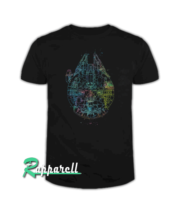 Millenium Falcon Painted Schematic Tshirt Millenium Falcon Painted Schematic Tshirt