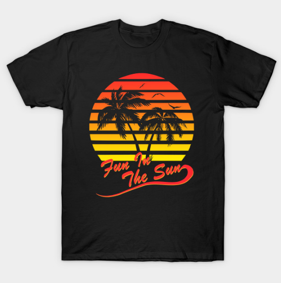 Fun In The Sun 80s Tropical Sunset Tshirt Fun In The Sun 80s Tropical Sunset Tshirt
