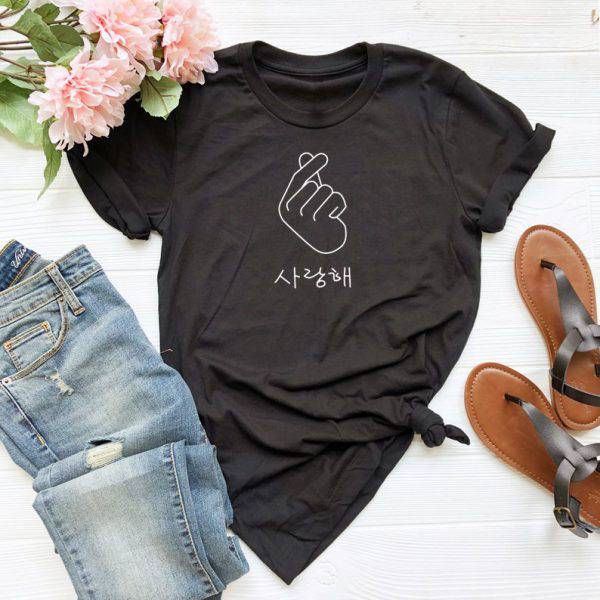 Korean Finger Heart Tshirt Korean Finger Heart Tshirt