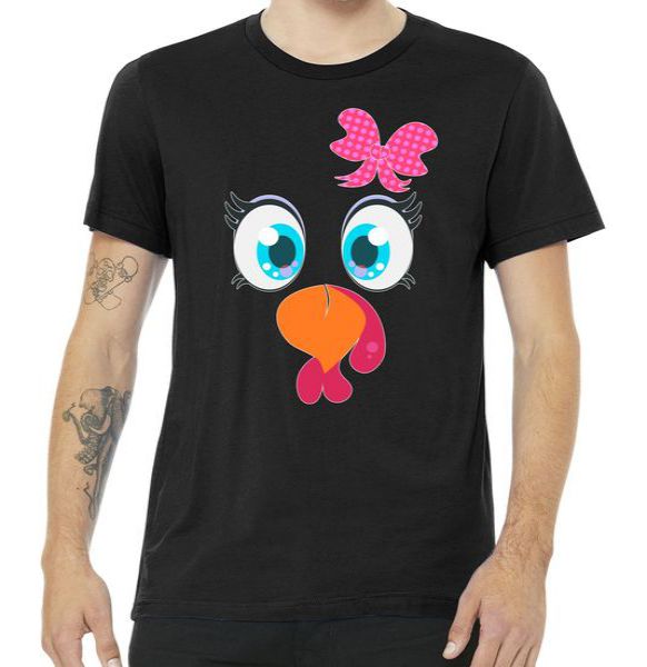 Cute Thanksgiving Turkey Girl Face Bow Tie Tshirt Cute Thanksgiving Turkey Girl Face Bow Tie Tshirt