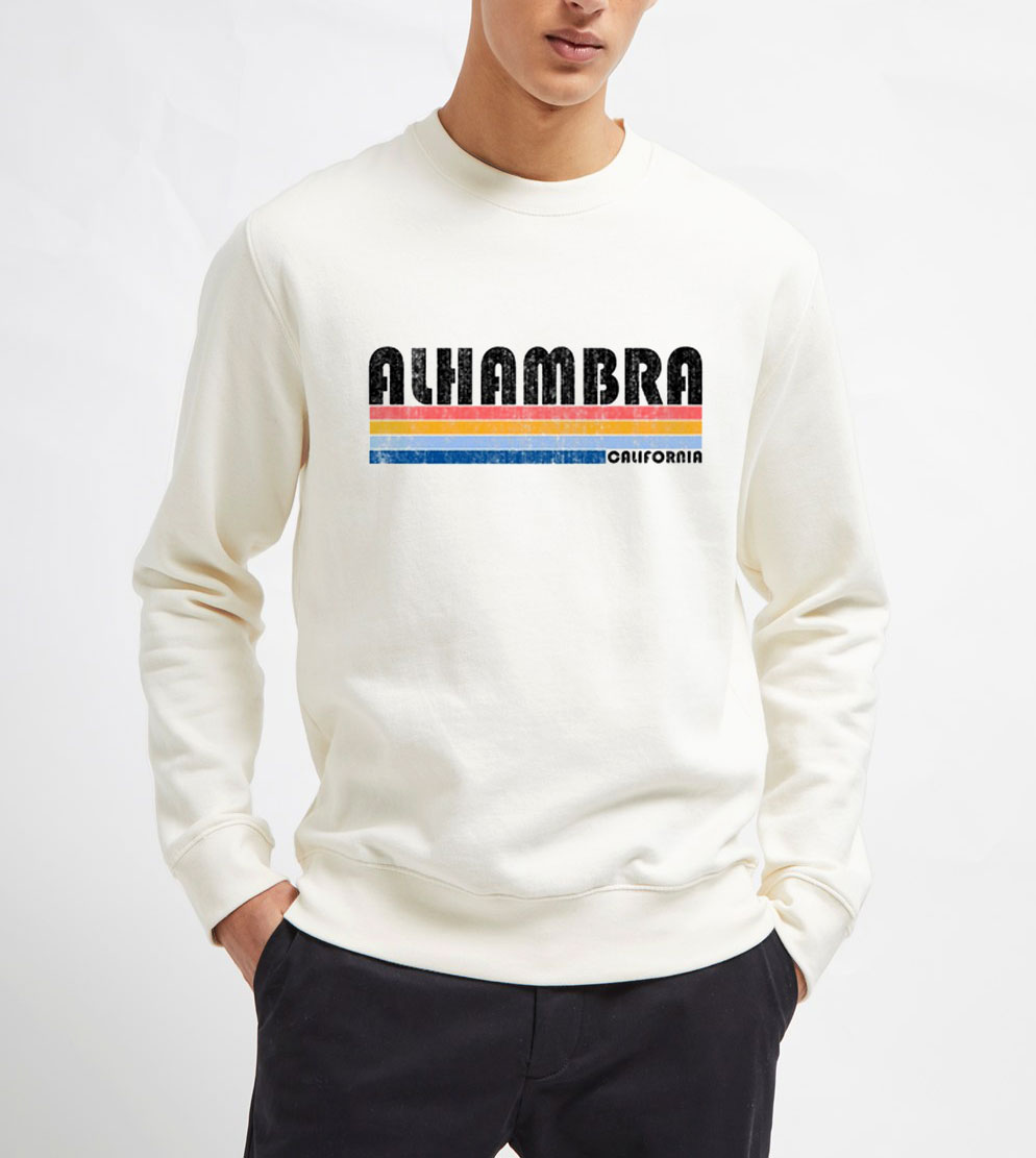 Alhambra-California-White-Sweatshirt-Unisex-Adult-Size-S-3XL