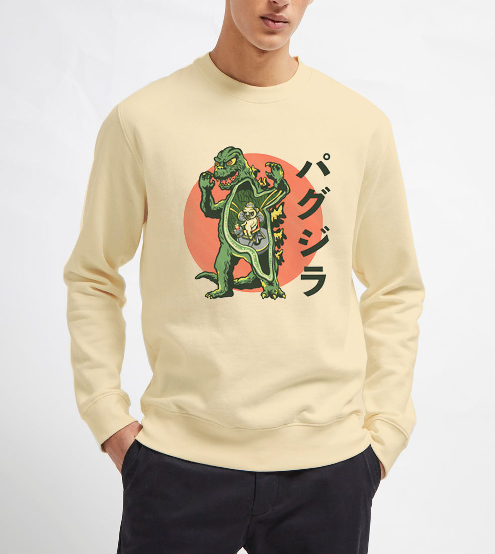 Pugzilla-Cream-Sweatshirt-Unisex-Adult-Size-S-3XL Pugzilla-Cream-Sweatshirt-Unisex-Adult-Size-S-3XL