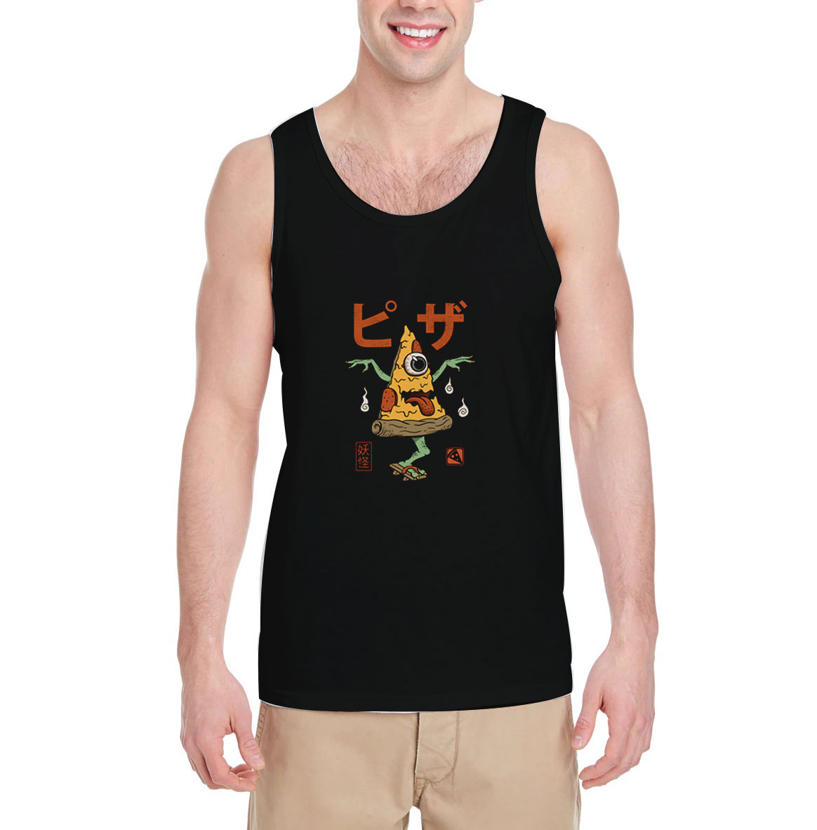 Yokai-Pizza-Tank-Top-For-Women-And-Men-S-3XL Yokai-Pizza-Tank-Top-For-Women-And-Men-S-3XL