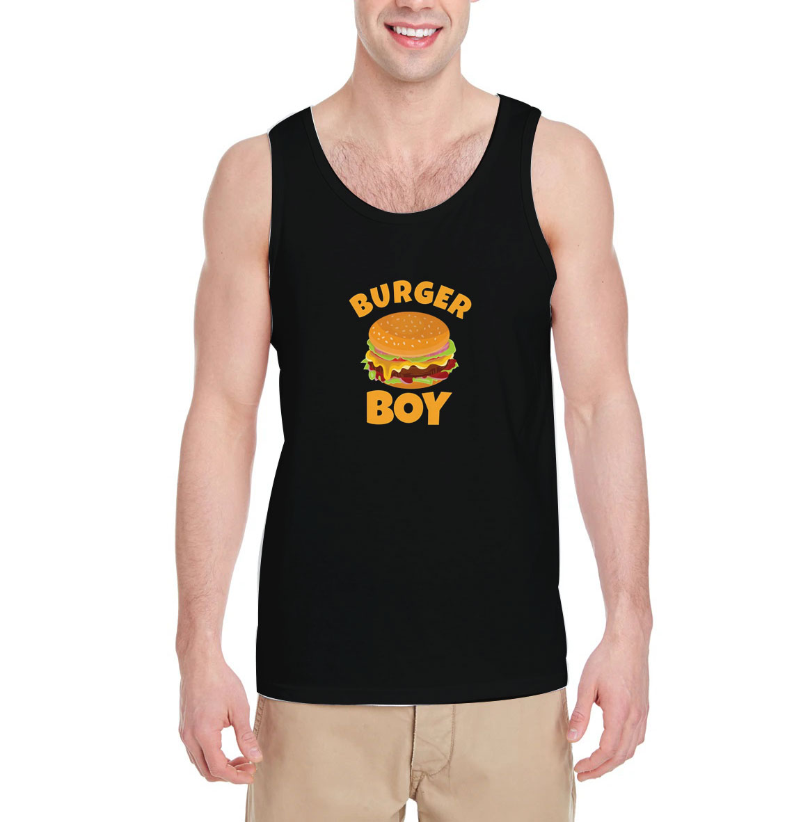 Burger-Boy-Black-Tank-Top-For-Women-And-Men-S-3XL