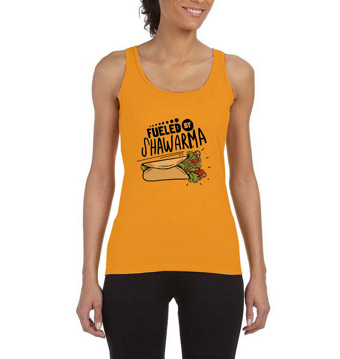 Fueled-By-Shawarma-Orange-Tank-Top
