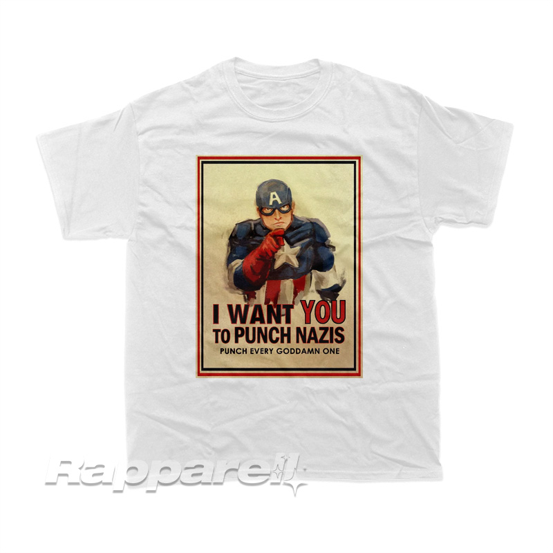 Captain America I Want You To Punch Nazis T-Shirt Captain America I Want You To Punch Nazis T-Shirt