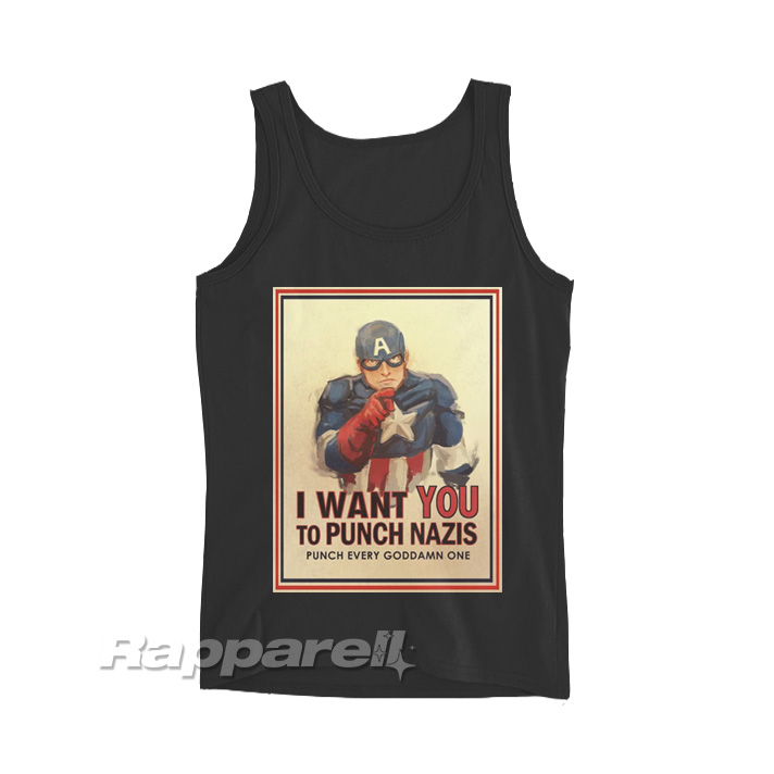 Captain America I Want You To Punch Nazis Tank Top Captain America I Want You To Punch Nazis Tank Top