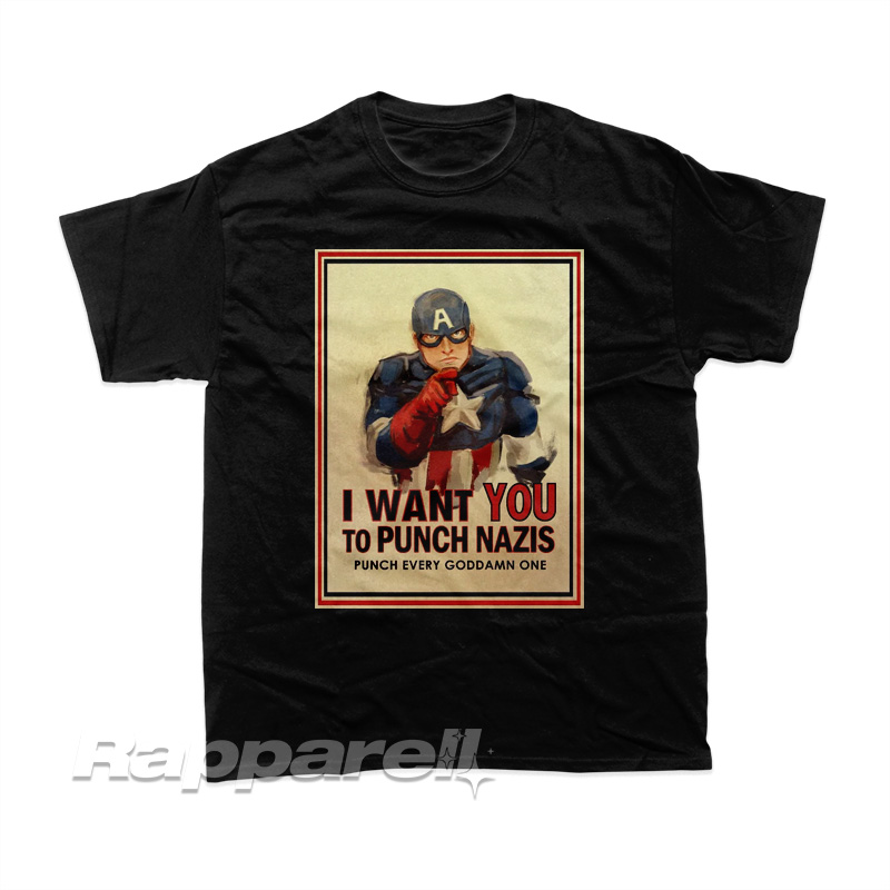 Captain America I Want You To Punch Nazis T-Shirt Captain America I Want You To Punch Nazis T-Shirt