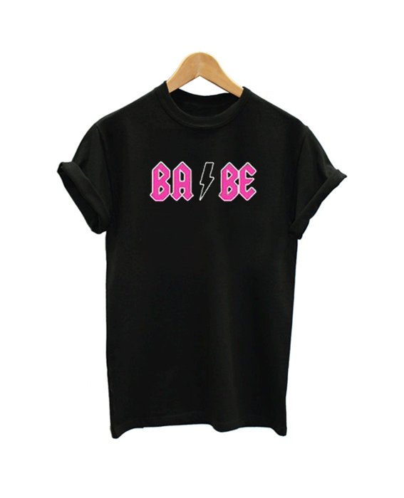 Babe acdc pink logo Tshirt