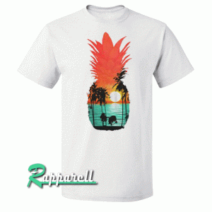 An island vibe punctuates the pineapple shaped graphic on this Guava Tshirt