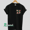 Real Stitched Red & Black Vintage Rose Floral Print Pocket Tshirt