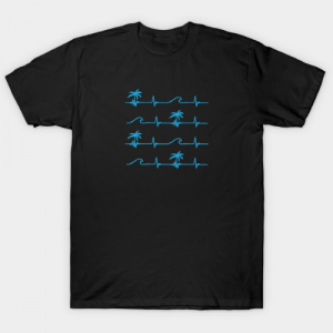 Palms and Wavs Pattern x4 Tee - Blue Tshirt