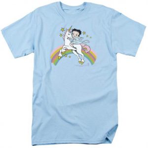 Betty Boop Riding a Unicorn on Rainbows Tshirt