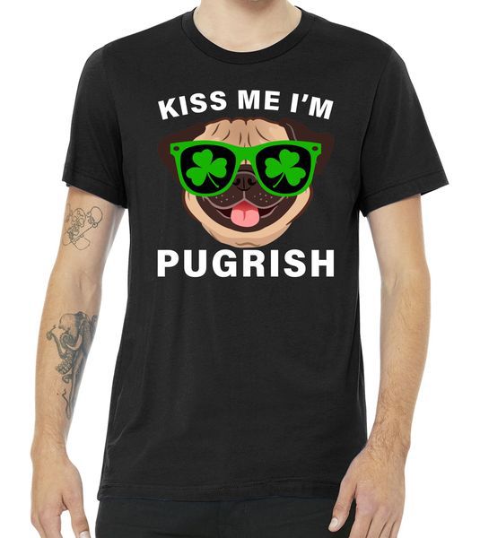 Kiss Me I'm Pugrish Funny Irish Tshirt